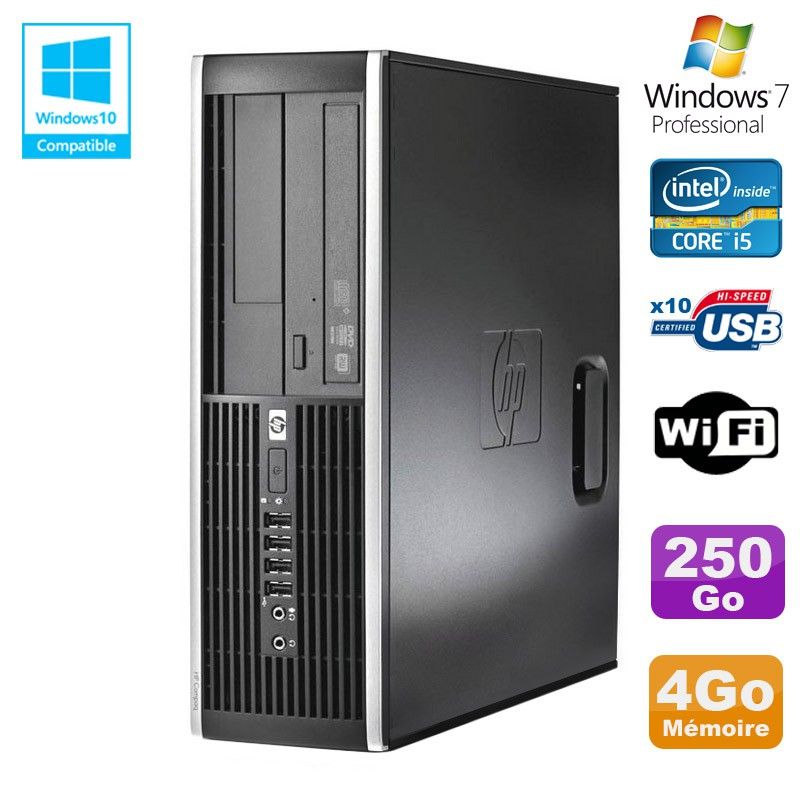HP Elite 8300 SFF Desktop PC - Core i5, 4GB RAM, 250GB HDD, DVD Drive, WiFi, Windows 7 Pro