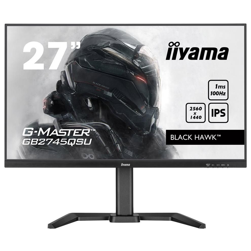 iiyama G-Master Black Hawk GB2745QSU-B1 - 27" LED Monitor - QHD 2560 x 1440 @ 100Hz - IPS - 250 cd/m² - 1300:1 - 1ms - HDMI, DisplayPort - Built-in Speakers - Matte Black