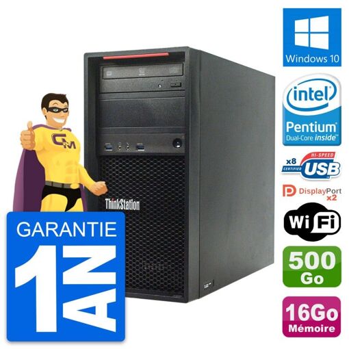 Estación de trabajo Lenovo ThinkStation P300 - Procesador Intel Pentium G3220, 16 GB RAM, 500 GB HDD, Windows 10, WiFi