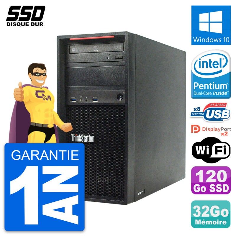 Lenovo ThinkStation P300 Desktop PC - Intel G3220, 32GB RAM, 120GB SSD, Windows 10, WiFi