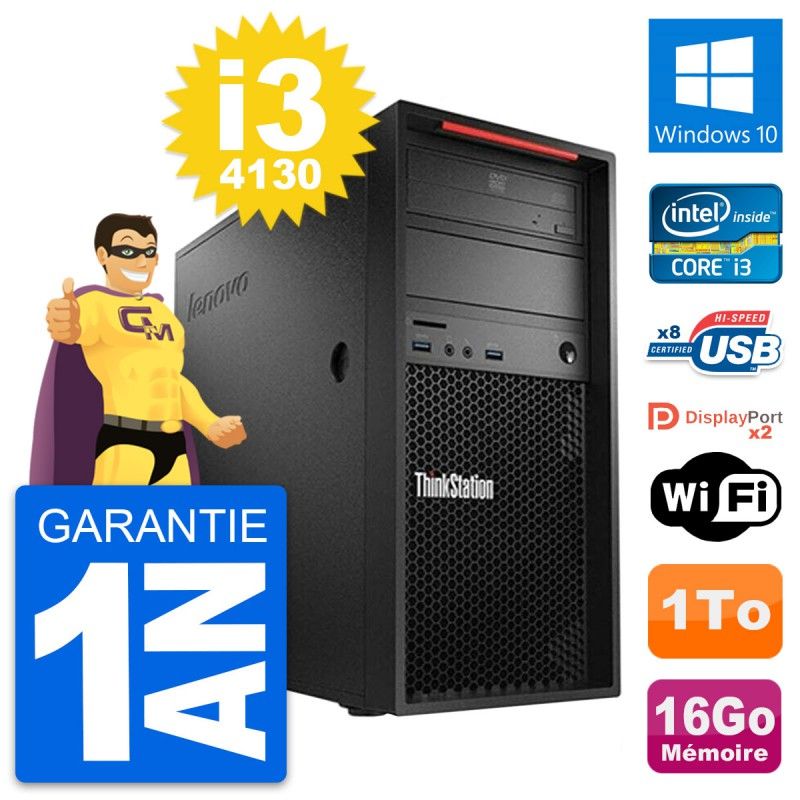 PC de sobremesa Lenovo ThinkStation P300 i3-4130 16GB RAM 1TB HDD Windows 10 WiFi