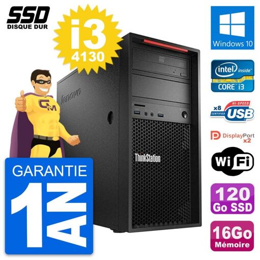 Estación de trabajo Lenovo ThinkStation P300 Intel Core i3-4130 16GB RAM 120GB SSD Windows 10 WiFi