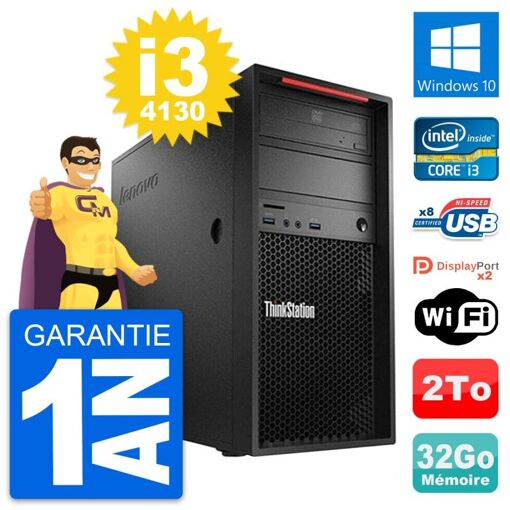 PC de escritorio Lenovo ThinkStation P300 - i3-4130, 32GB de RAM, 2TB HDD, Windows 10, WiFi