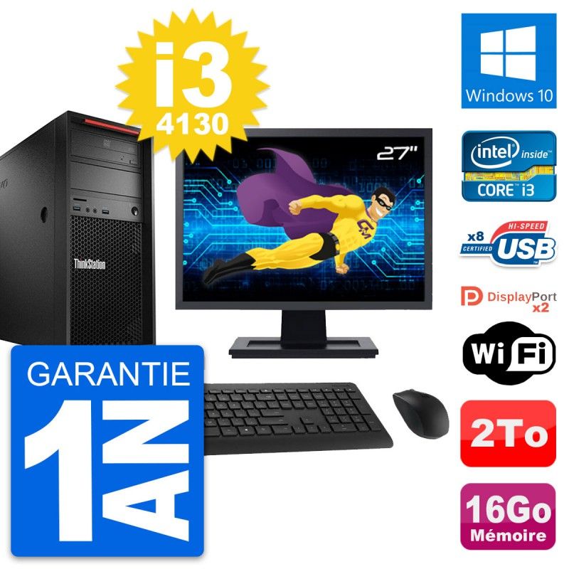 Lenovo P300 27" Desktop PC - Intel i3-4130, 16GB RAM, 2TB HDD, Windows 10