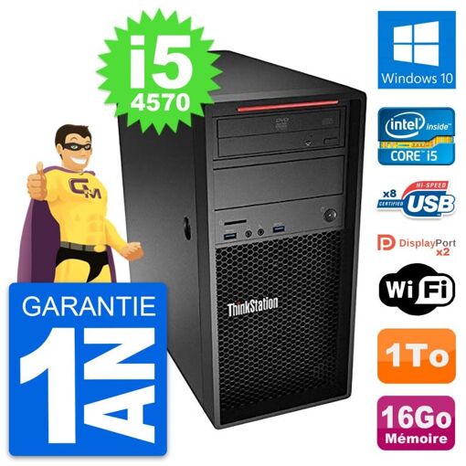 PC de escritorio Lenovo ThinkStation P300 i5-4570 16GB RAM 1TB HDD Windows 10 WiFi