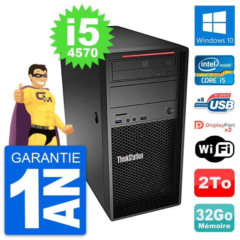 Lenovo ThinkStation P300 Desktop PC - Intel Core i5-4570, 32GB RAM, 2TB HDD, Windows 10, WiFi
