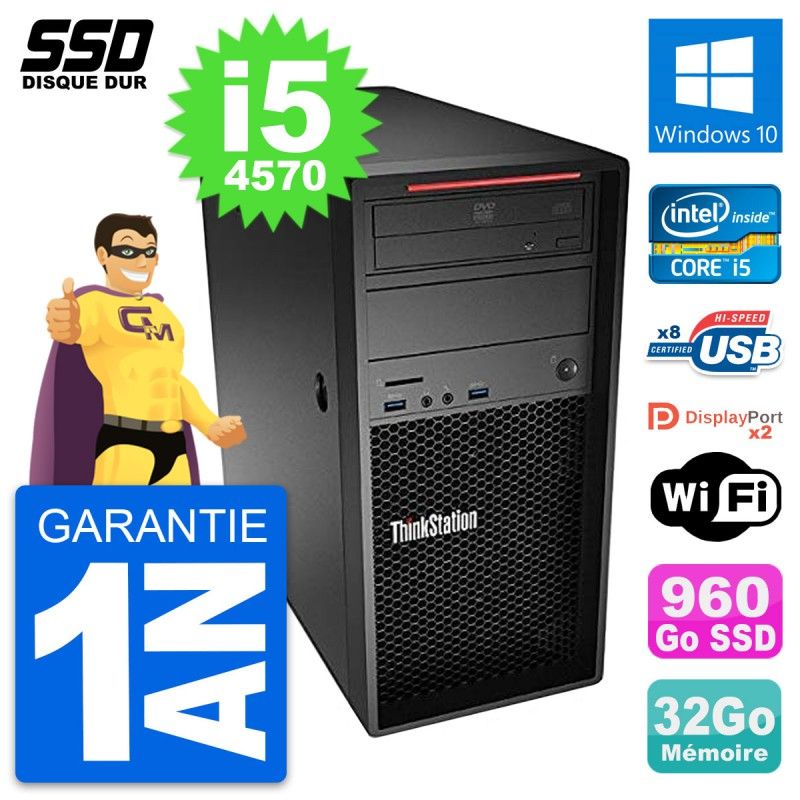 Lenovo ThinkStation P300 Core i5-4570 32GB RAM 960GB SSD Windows 10 WiFi Desktop PC