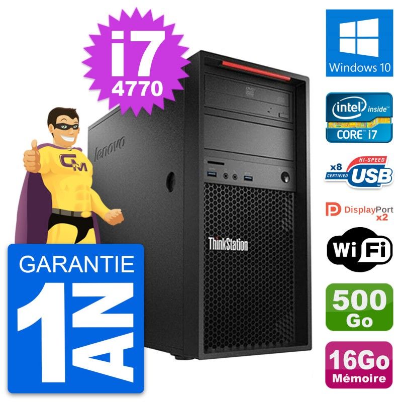 Lenovo ThinkStation P300 i7-4770 16GB RAM 500GB HDD Windows 10 WiFi Desktop PC