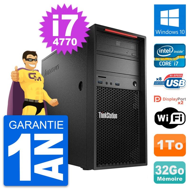 Computadora de escritorio Lenovo ThinkStation P300 - i7-4770, 32GB de RAM, 1TB HDD, Windows 10, WiFi