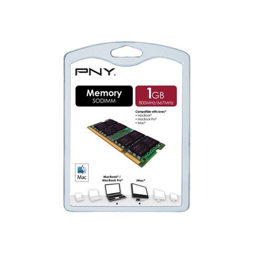Módulo de memoria PNY DDR2 1GB (200 pines, 800MHz/PC2-6400, CL5, 1.8V, sin búfer, no ECC)