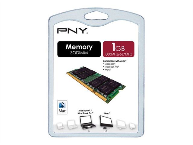 PNY 1GB DDR2 SO-DIMM Memory (200-Pin, 800MHz/PC2-6400, CL5, 1.8V, Buffered, Non-ECC)