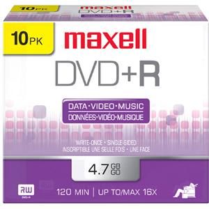 Maxell 10x DVD+R - 4.7GB (120 min) 16x Slim Case