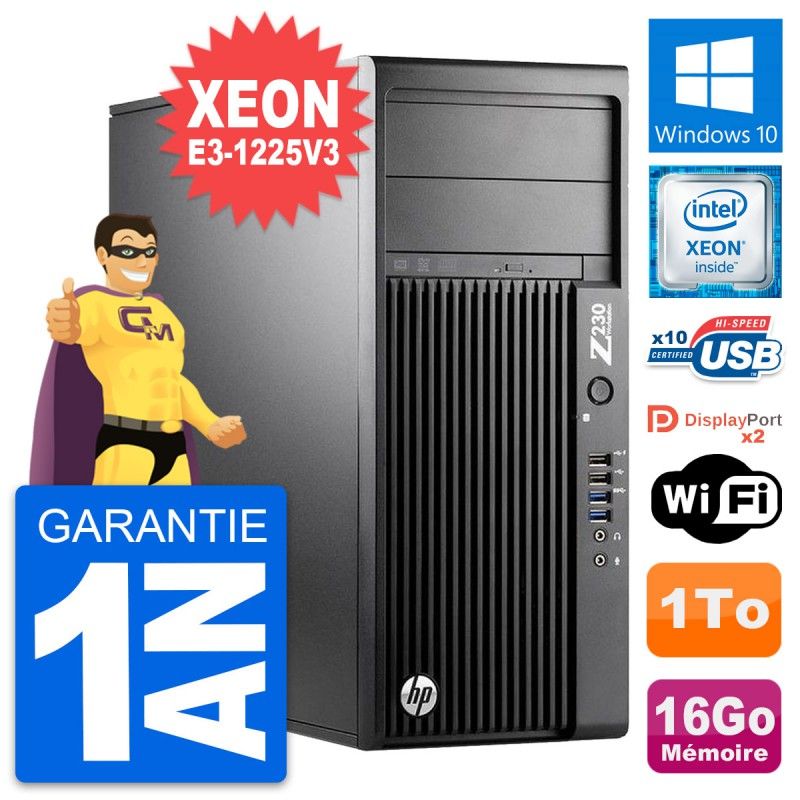 HP Z230 WorkStation - Intel Xeon E3-1225V3, 16GB RAM, 1TB HDD, Windows 10, WiFi