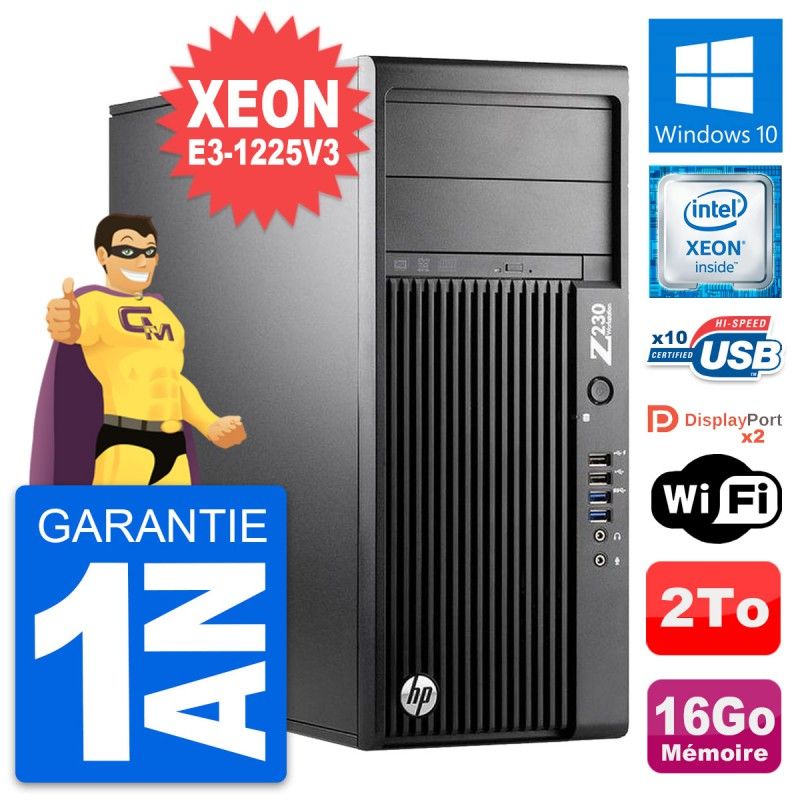 HP Z230 Workstation PC - Intel Xeon E3-1225V3, 16GB RAM, 2TB HDD, Windows 10, WiFi