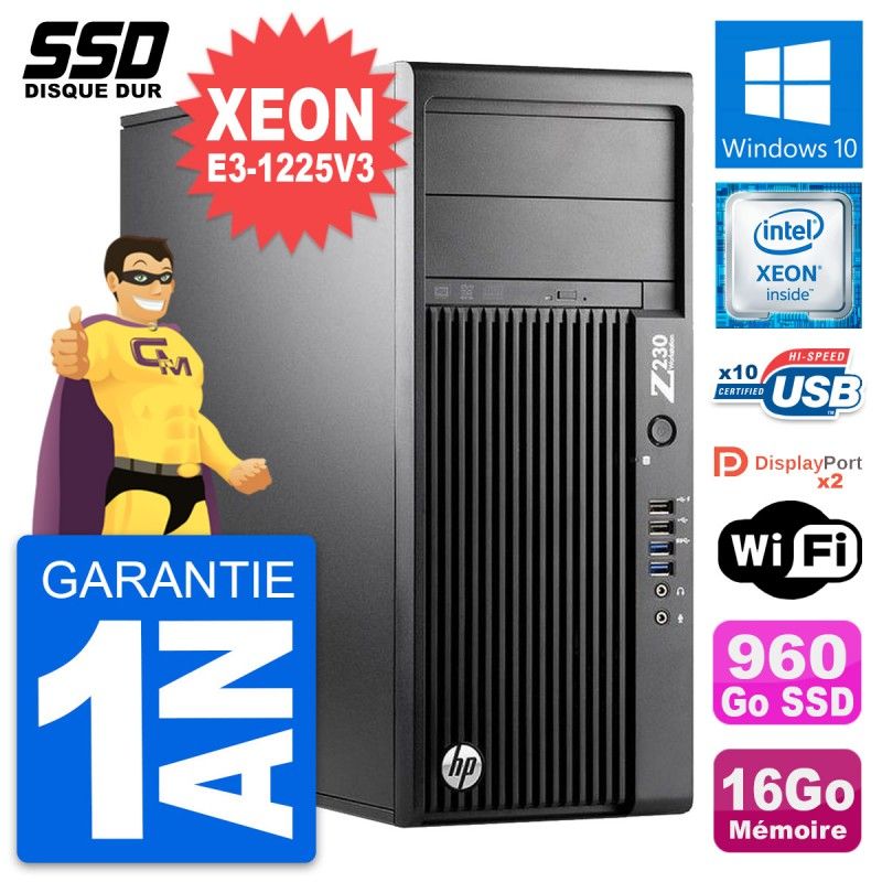 HP WorkStation Z230 Intel E3-1225V3 16GB RAM 960GB SSD Windows 10 WiFi