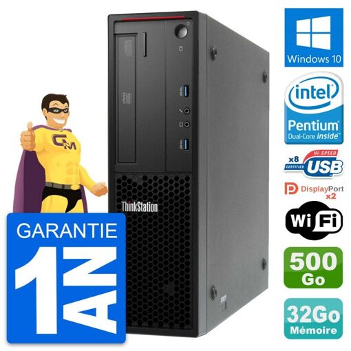 Estación de trabajo Lenovo ThinkStation P300 SFF - Procesador Intel Pentium Dual-Core G3220 3.0 GHz, 32GB de RAM, 500GB HDD, Windows 10, WiFi