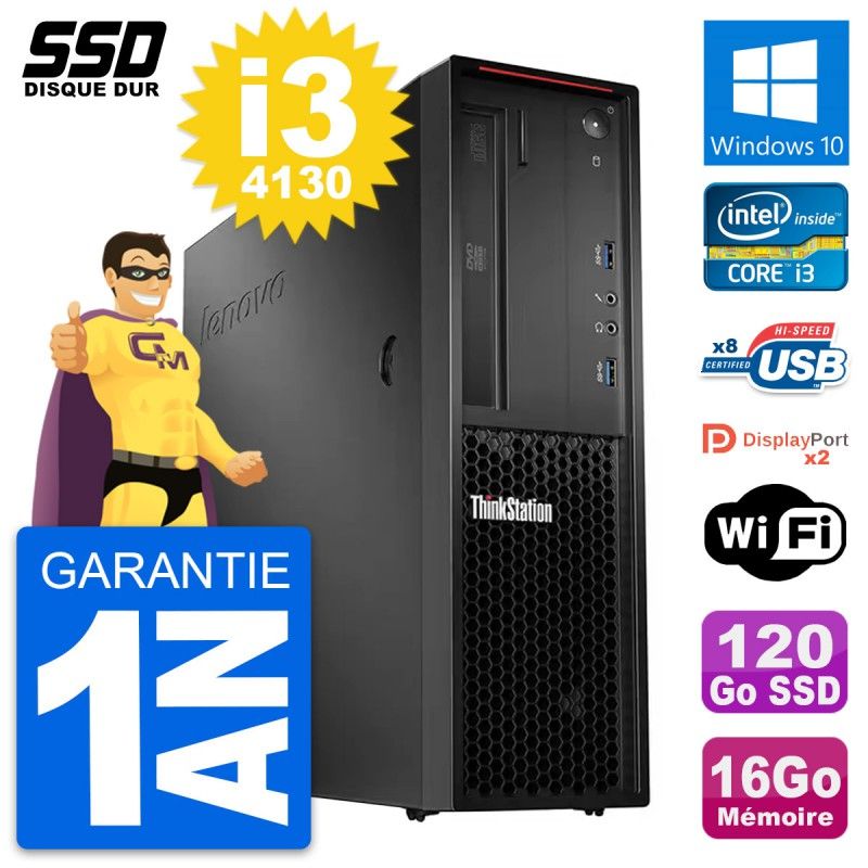 Lenovo ThinkStation P300 SFF - Intel i3-4130, 16GB RAM, 120GB SSD, Windows 10, Wifi