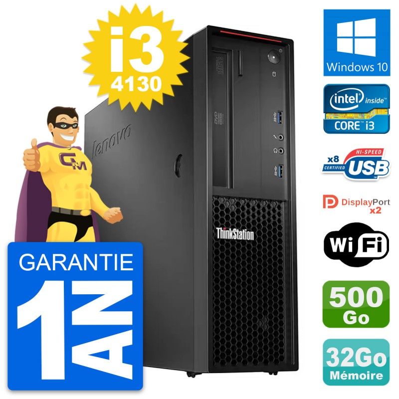 Lenovo ThinkStation P300 SFF Desktop PC - Intel i3-4130, 32GB RAM, 500GB HDD, Windows 10, WiFi