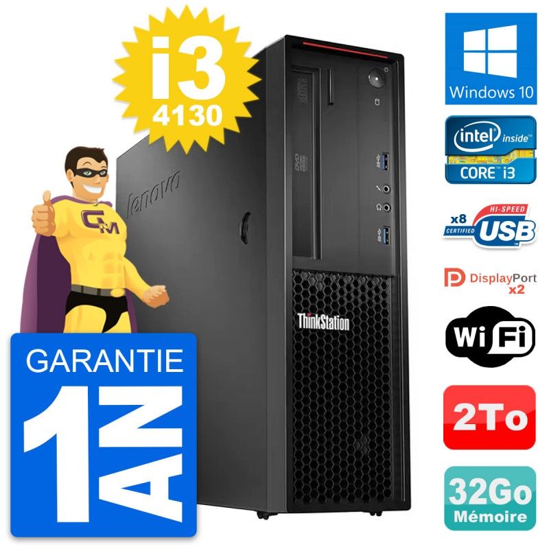 Lenovo ThinkStation P300 SFF con Intel Core i3-4130, 32GB de RAM, 2TB HDD, Windows 10, WiFi
