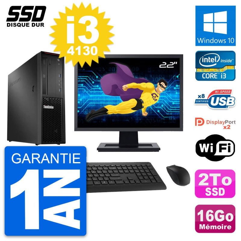 Lenovo P300 SFF Desktop Computer | 22" Screen | Intel Core i3-4130 | 16GB RAM | 2TB SSD | Windows 10 | WiFi