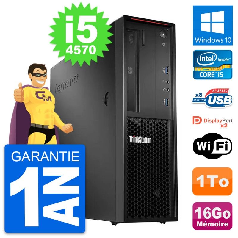 Estación de trabajo Lenovo ThinkStation P300 SFF Intel Core i5-4570 16GB RAM 1TB HDD Windows 10 WiFi