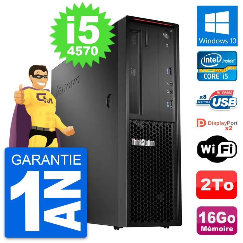 Estación de trabajo Lenovo ThinkStation P300 SFF, Intel Core i5-4570, 16GB RAM, 2TB Almacenamiento, Windows 10 WiFi
