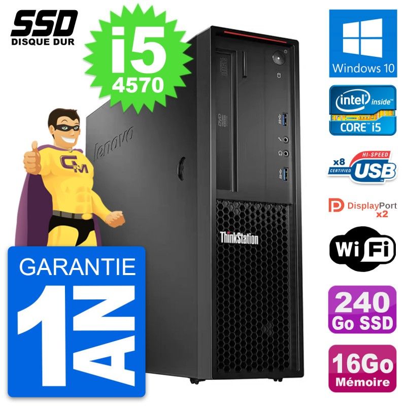 Estación de trabajo Lenovo ThinkStation P300 SFF - Intel i5-4570, 16GB RAM, 240GB SSD, Windows 10, WiFi
