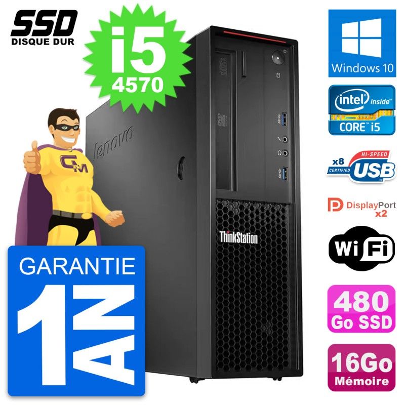 Computadora Lenovo ThinkStation P300 SFF - Procesador Intel i5-4570, 16GB de RAM, 480GB SSD, Windows 10, WiFi