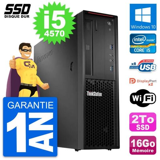 PC de escritorio Lenovo ThinkStation P300 SFF - Procesador Intel Core i5-4570, 16GB RAM, 2TB SSD, Windows 10, WiFi