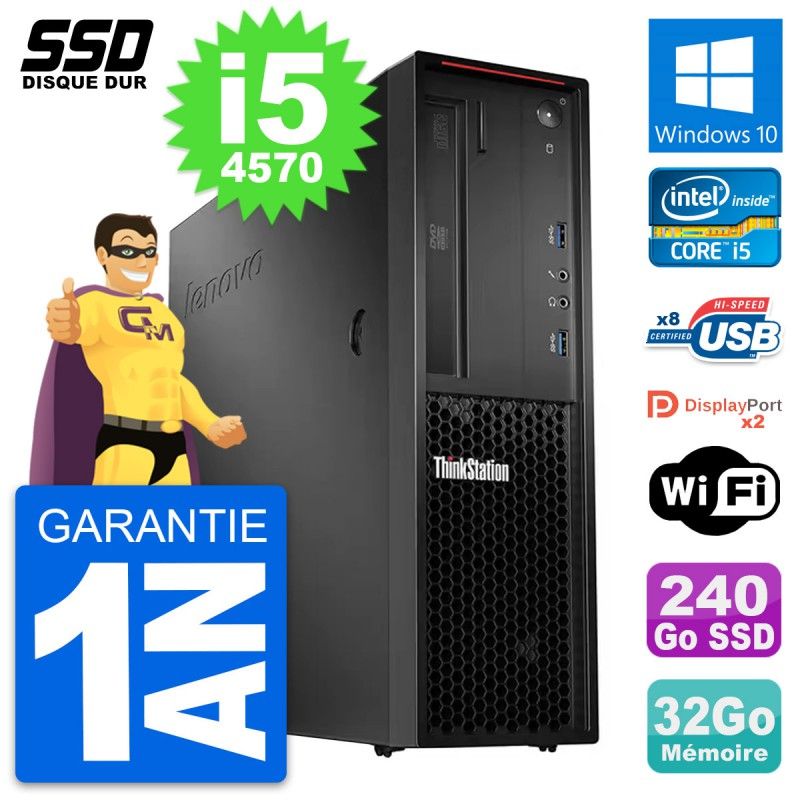 Lenovo ThinkStation P300 SFF Computer - Intel i5-4570, 32GB RAM, 240GB SSD, Windows 10, WiFi