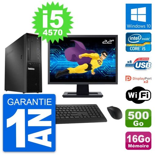 Computadora de escritorio Lenovo P300 SFF - Pantalla de 22', Intel i5-4570, 16GB RAM, 500GB HDD, Windows 10, WiFi