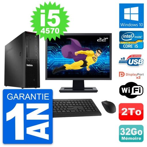 Computadora de escritorio Lenovo P300 SFF | Pantalla de 22'' | Intel i5-4570 | 32GB de RAM | 2TB de almacenamiento | Windows 10