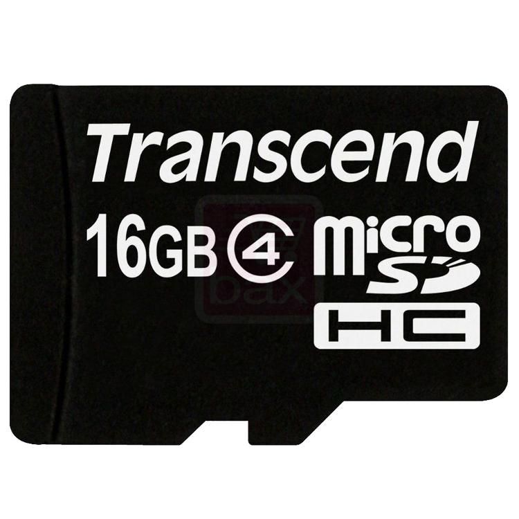 Transcend 16GB MicroSDHC Memory Card (SD Adapter Included) - Class 4