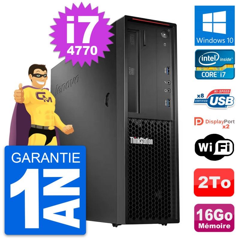 Estación de trabajo Lenovo P300 SFF, Intel Core i7-4770, 16 GB RAM, 2 TB, Windows 10, WiFi