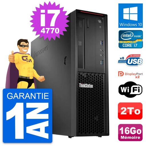 Estación de trabajo Lenovo P300 SFF, Intel Core i7-4770, 16 GB RAM, 2 TB, Windows 10, WiFi