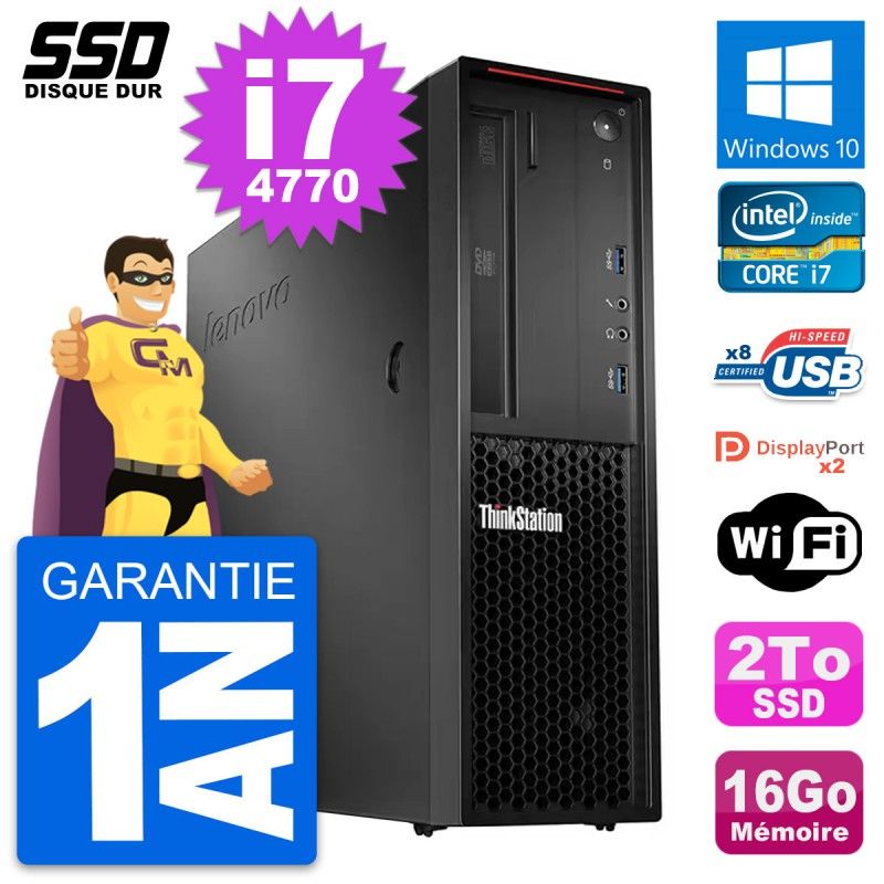 Lenovo ThinkStation P300 SFF Desktop - Intel i7-4770, 16GB RAM, 2TB SSD, Windows 10, WiFi