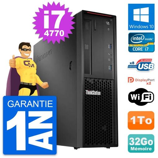 Estación de trabajo Lenovo P300 SFF i7-4770 32GB RAM 1TB HDD Windows 10 Wifi
