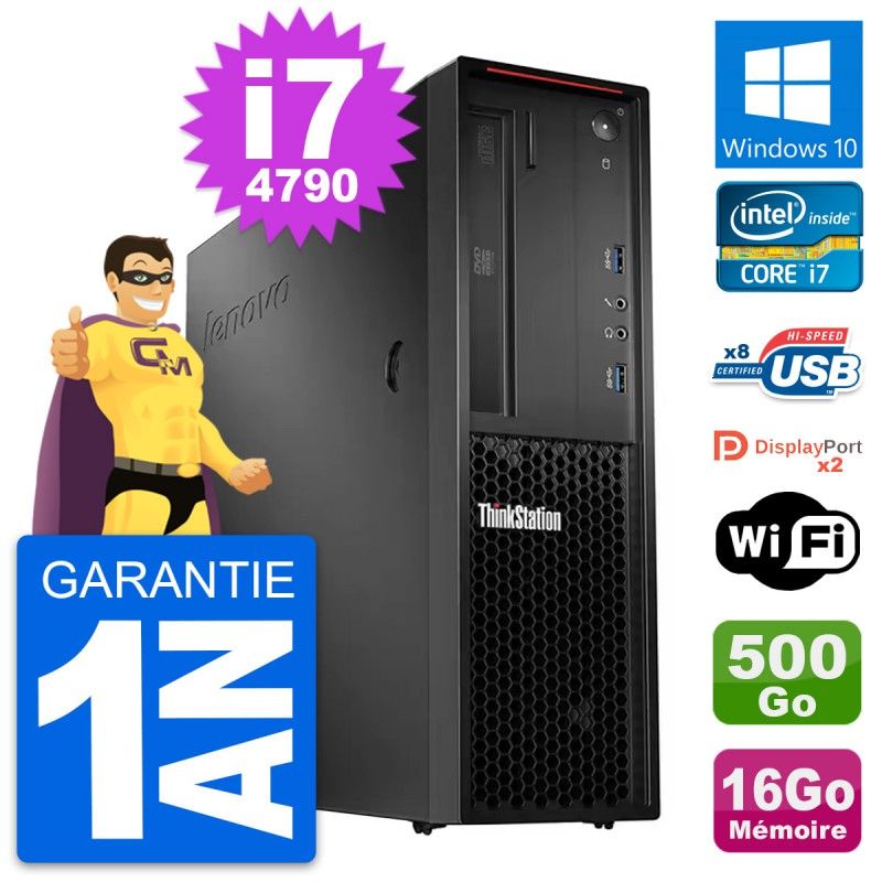 Estación de trabajo Lenovo ThinkStation P300 SFF i7-4790 16GB RAM 500GB HDD Windows 10 WiFi