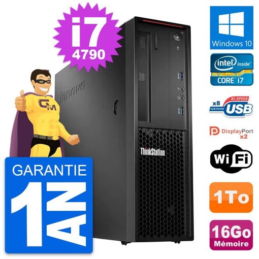 Estación de trabajo Lenovo ThinkStation P300 SFF, i7-4790, 16GB RAM, 1TB HDD, Windows 10, WiFi