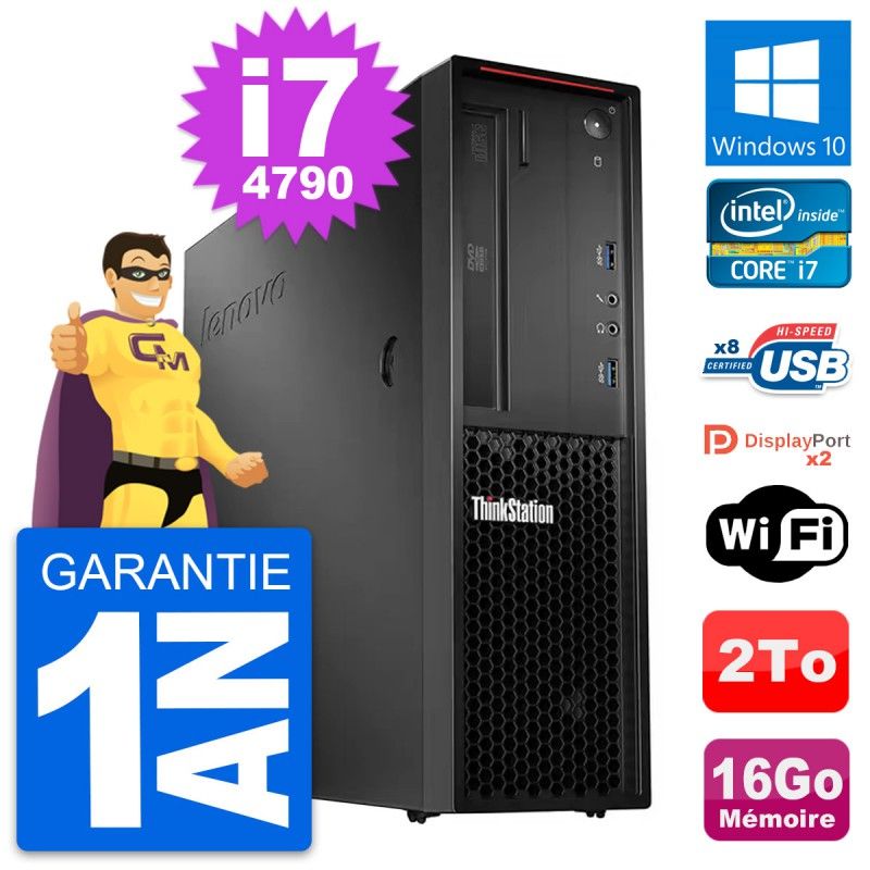 Estación de trabajo Lenovo ThinkStation P300 SFF, Core i7-4790, 16GB RAM, 2TB HDD, Windows 10, WiFi