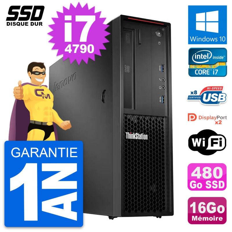 Estación de trabajo Lenovo ThinkStation P300 SFF - Intel i7-4790, 16GB RAM, 480GB SSD, Windows 10, Wifi