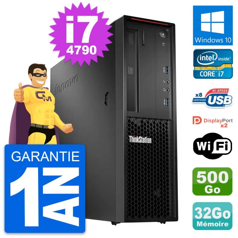 Estación de trabajo Lenovo ThinkStation P300 SFF i7-4790 32GB RAM 500GB HDD Windows 10 WiFi