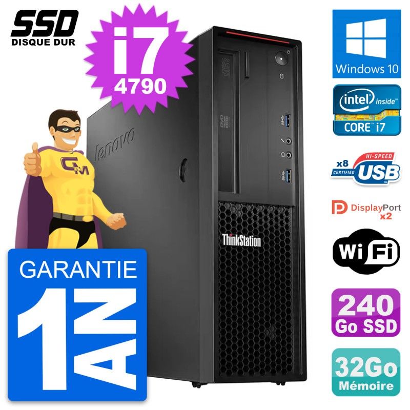 Lenovo ThinkStation P300 SFF - Intel i7-4790, 32GB RAM, 240GB SSD, Windows 10, Wifi
