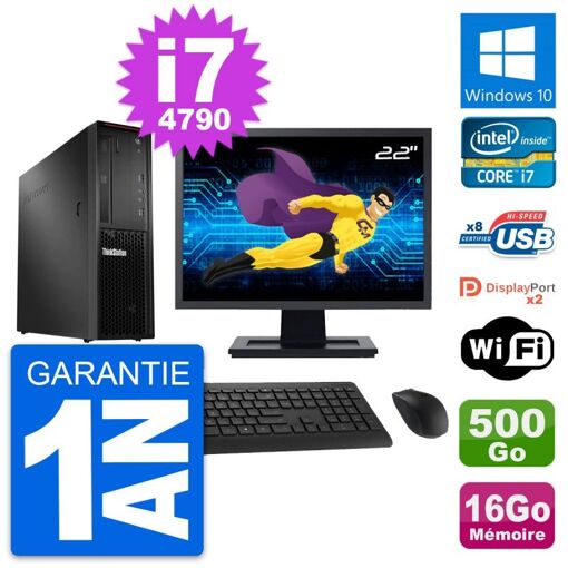 Estación de trabajo Lenovo ThinkStation P300 SFF, Pantalla de 22', Procesador Intel i7-4790, 16GB RAM, 500GB HDD, Windows 10, WiFi