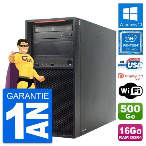 Estación de trabajo Lenovo ThinkStation P320 MT - Procesador Intel Pentium Dual-Core G4400, 16 GB de RAM, 500 GB HDD, Windows 10, WiFi