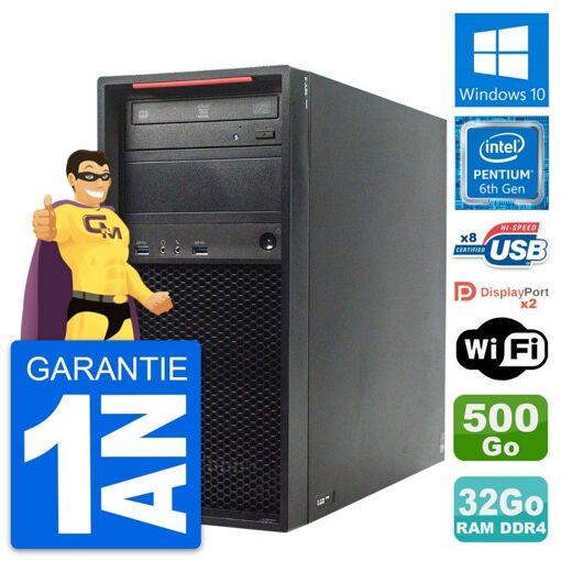 Lenovo ThinkStation P320 MT - Procesador Intel Pentium G4400, 32GB de RAM, 500GB SSD, Windows 10, WiFi