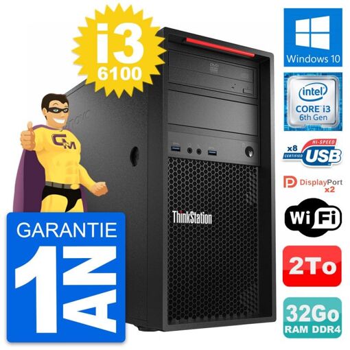 PC de escritorio Lenovo ThinkStation P320 i3-6100 32GB RAM 2TB HDD Windows 10 WiFi