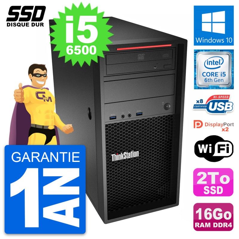 Lenovo ThinkStation P320 Desktop PC - Intel i5-6500, 16GB RAM, 2TB SSD, Windows 10, WiFi