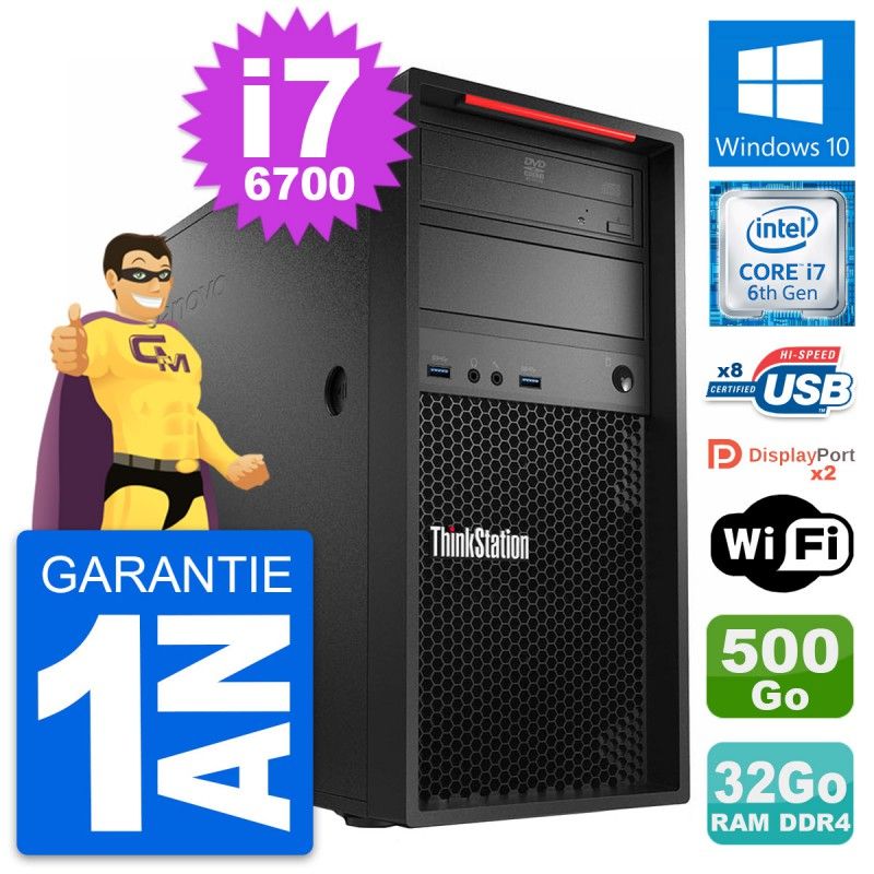 Lenovo ThinkStation P320 i7-6700 32GB RAM 500GB SSD Windows 10 WiFi Desktop PC