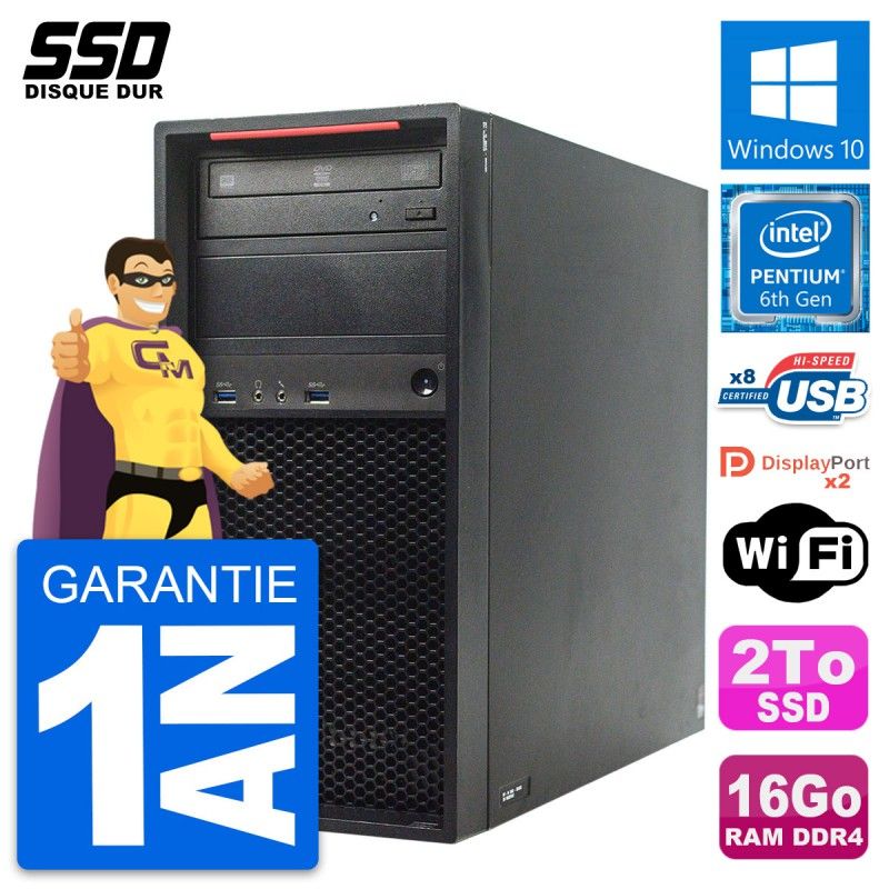 Lenovo ThinkStation P310 Desktop Computer - Intel Pentium G4400, 16GB RAM, 2TB SSD, Windows 10, WiFi